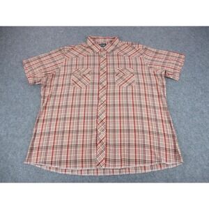 Wrangler Shirt Mens 3XL XXXL Tall Red White Plaid Pearl Snap Western Cowboy